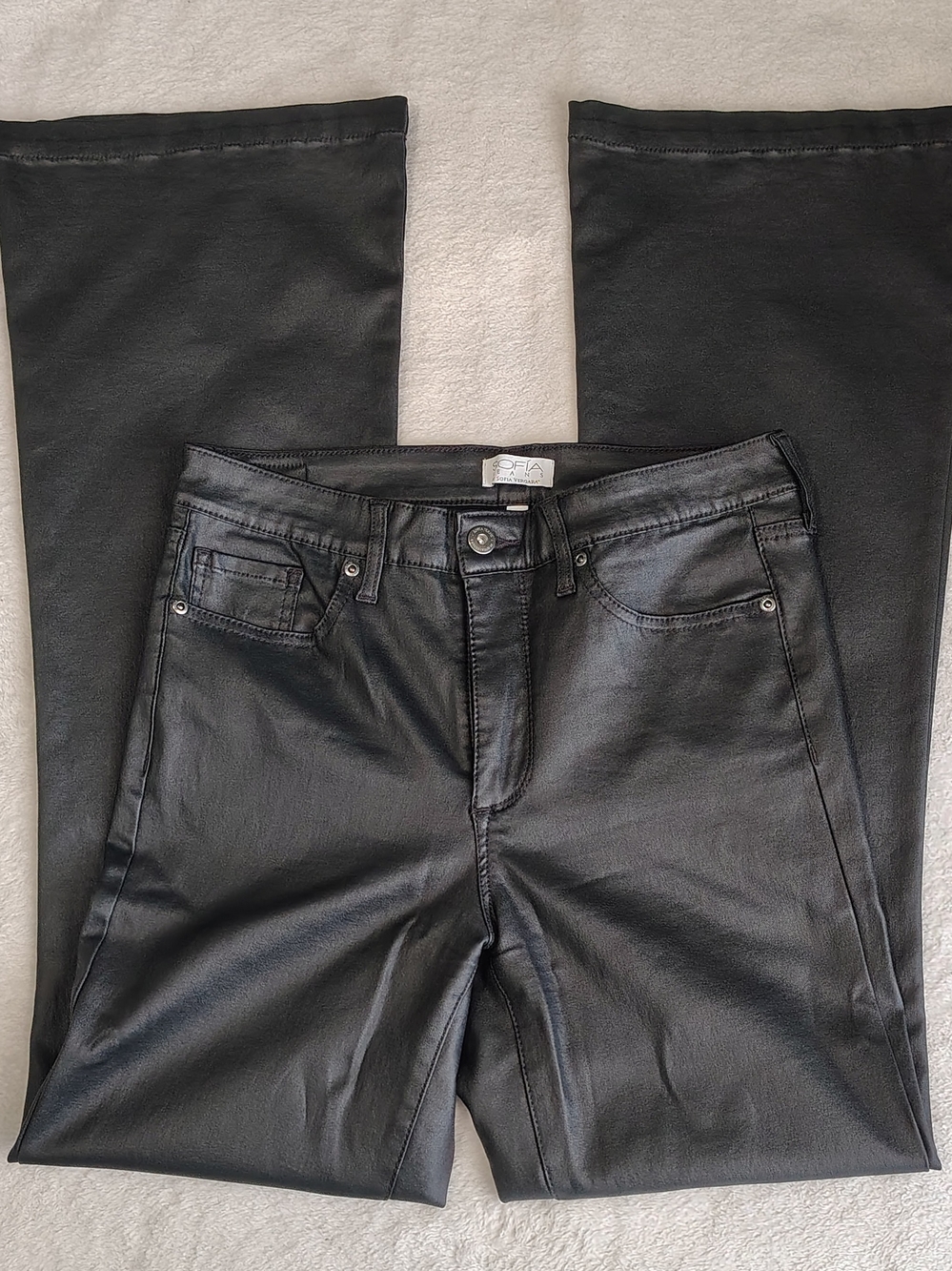 Black Faux Leather Flare Pants